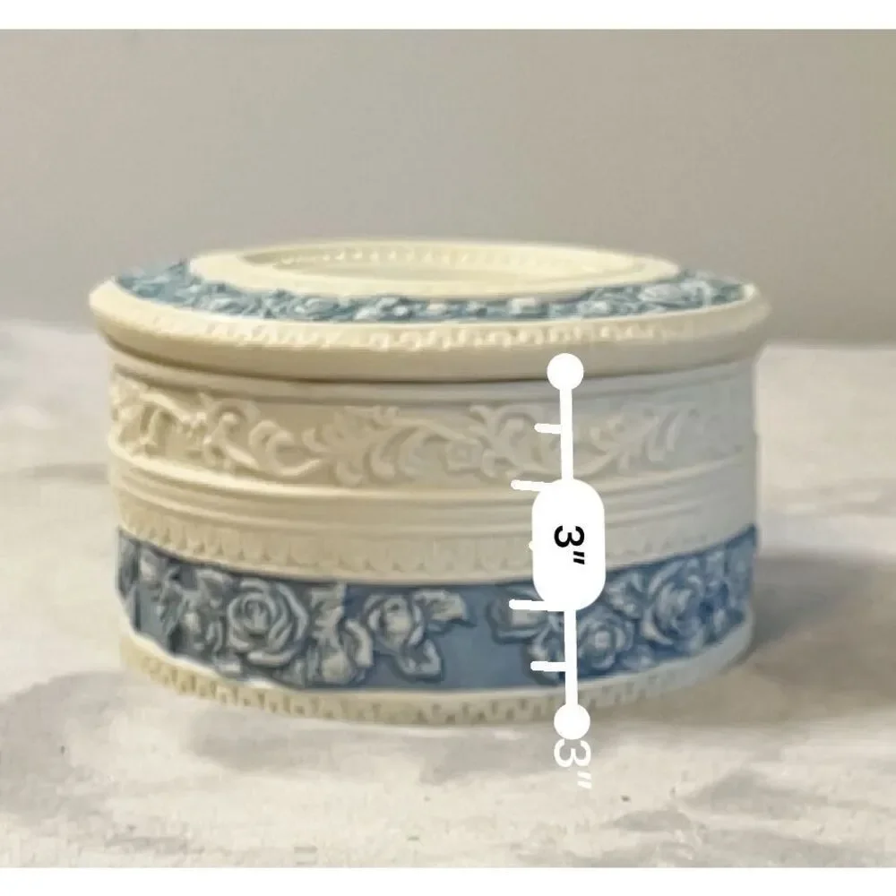 Romantic Shabby Chic PORCELINE Floral Jewelry Box Picture Box